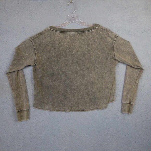 Victoria’s Secret Shirt Women’s XS Gray Oversize Cropped Pull Over Thermal - Picture 5 of 7